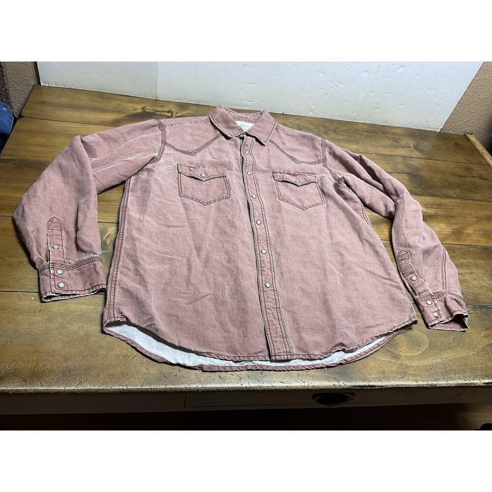 RYAN MICHAEL Red Silk Blend Western Snap Button Stitch Cowboy Shirt Size Large